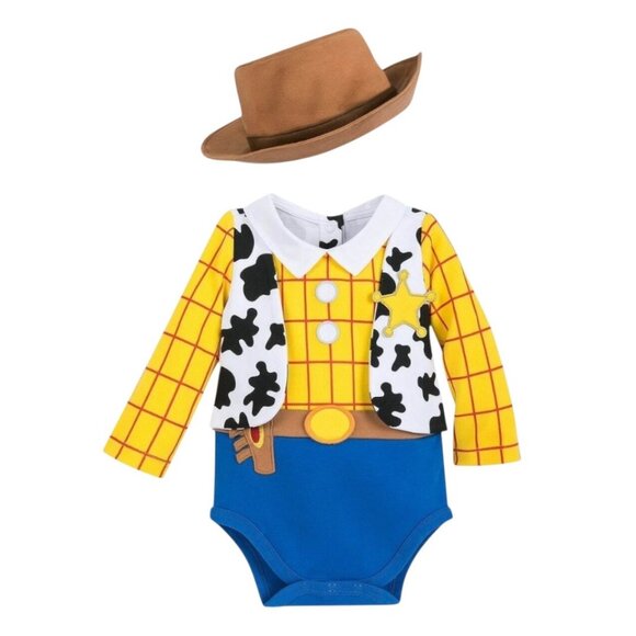 Disney Store Toy Story Woody Cowboy Bodysuit Costume with Hat for Baby 18-24M - Picture 1 of 9
